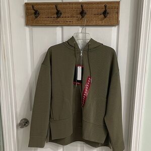 DKNY Olive Green Striped Hoodie Jacket